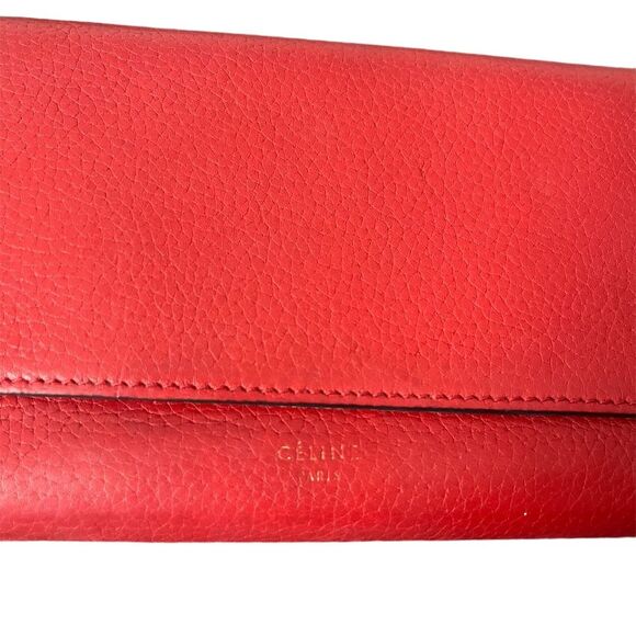 Celine Women's Red Leather Wallet Credit Card Holder - Picture 2 of 9